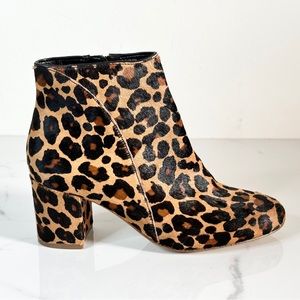 NEW! INC Floriann Leopard Print Dyed Fur Boots 7.5 Macy’s Chunky Heel